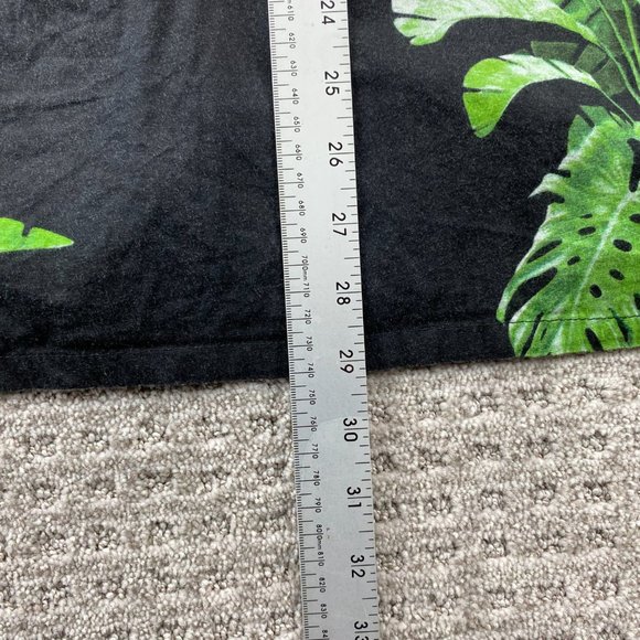 Billabong Gallery Hawaiian Shirt Men Medium M Black Green Floral Button Up Beach - Picture 11 of 12